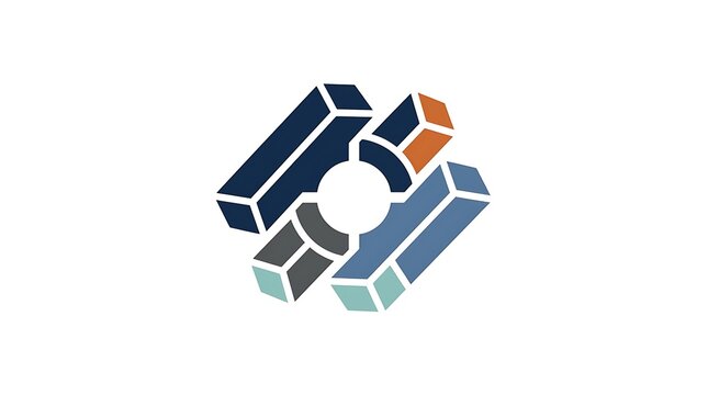 Abstract geometric logo design with interconnected 3D blocks
