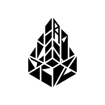 Abstract geometric logo design with sharp triangular shapes on white