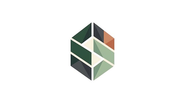 Sustainable packaging hexagon logo icon with geometric green earth