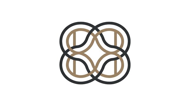 Abstract geometric logo symbol with interlocking lines on white