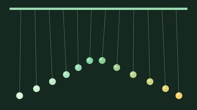 Forest green pendulum wave of balls on strings seamless loop