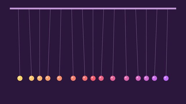 Sunset pendulum wave of balls on strings seamless loop