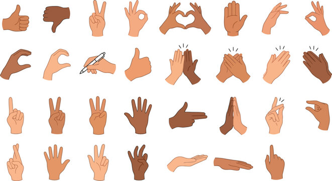 Hand Gesture and Sign Language Illustration Collection