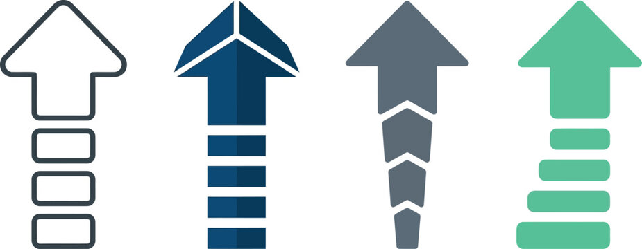 Upward Growth Arrow Progress Symbols Vector Icon Set