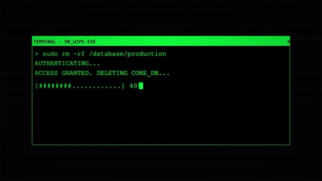 Digital terminal interface deleting server database with success status