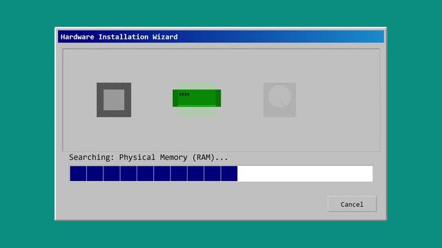 Retro hardware installation wizard loading progress bar