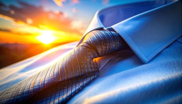 Mans Dress Shirt and Tie at Sunrise Business Professionalism Concept
