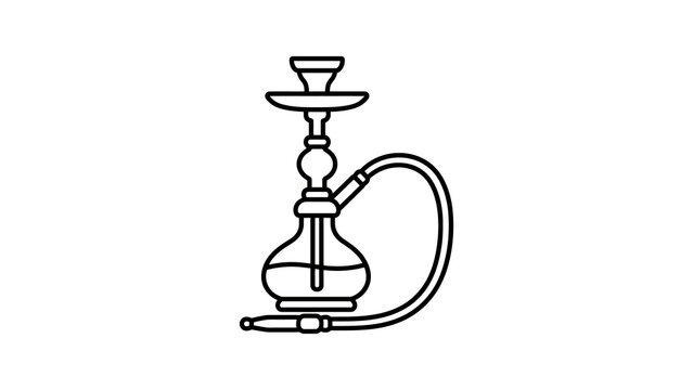 Traditional hookah icon with water vase on transparent backdrop.