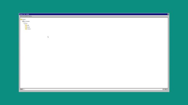Multiple vintage software ui windows on a solid teal background