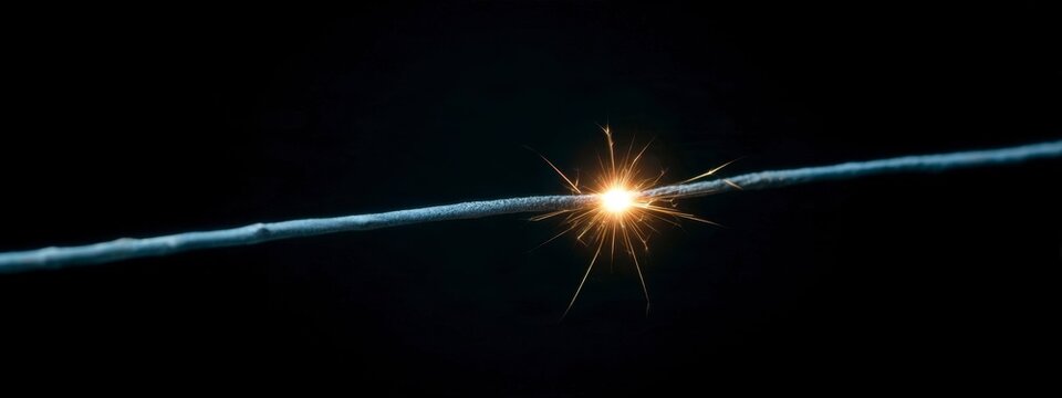 Burning fuse on a black background