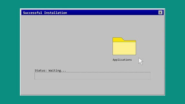 Retro computer interface software installation sequence