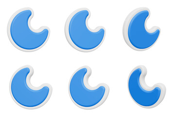 Glossy blue crescent moon icons with white outlines © Rani