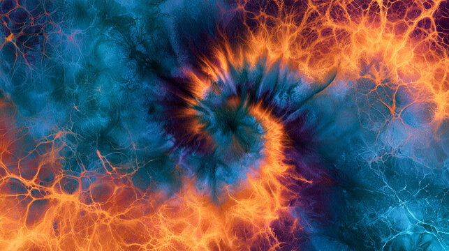 Abstract blue and orange electric vortex