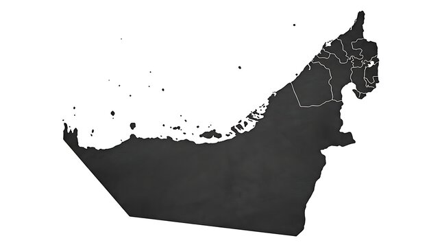 Minimalist black and white map of United Arab Emirates