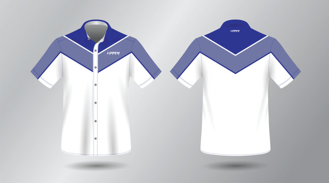 background blue short sleeve work shirt for engineering mechanic motor sport and technician