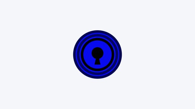Keyhole security icon set, glowing circle lock symbol on black background