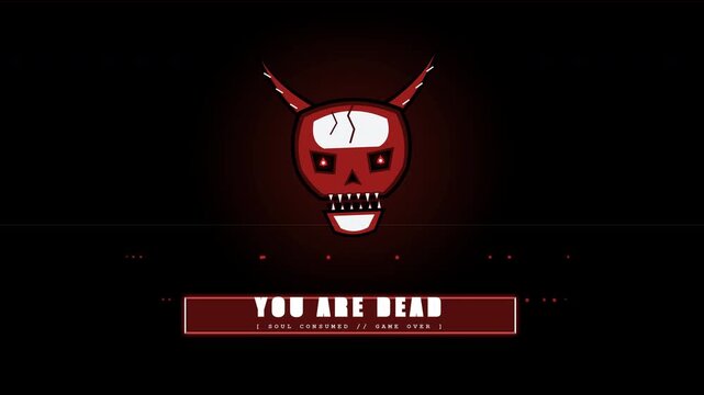 Scary Red Skull with You Are Dead Message Glitch Effect.