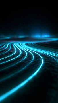 Glowing Blue Cyber Data Lines Flowing in Digital Space