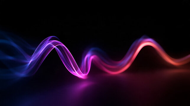 Glowing Neon Sound Wave Flowing on Black Background