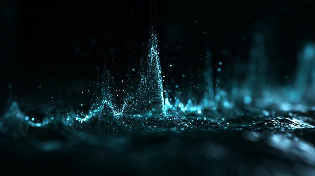 Glowing Digital Sound Wave and Audio Frequency Visualization