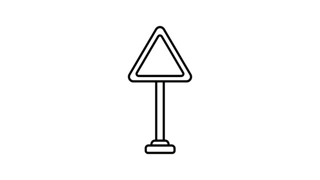 Triangular warning road sign outline icon representing traffic caution.