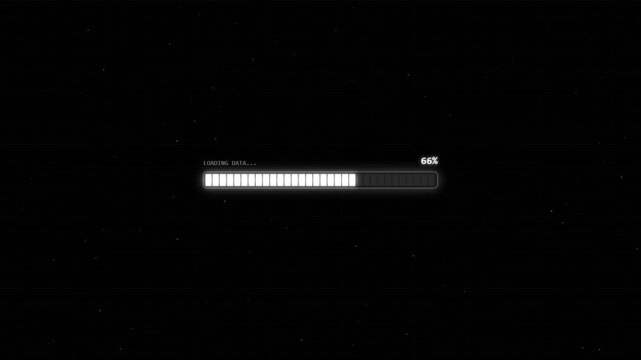 Abstract data bars loading progress in dark digital interface with white and gray lines