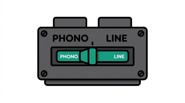 Phono line audio input selector switch illustration on white background