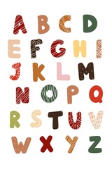 Decorative kids alphabet with patterned letters in cozy autumn colors © Marina