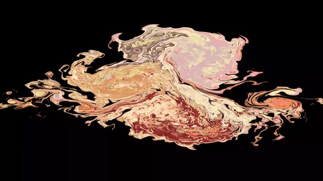Creamy peach smoke gold ink swirl fluid dynamics animation