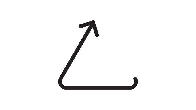 Minimalist black linear icon of diagonal arrow pointing upwards on white background.