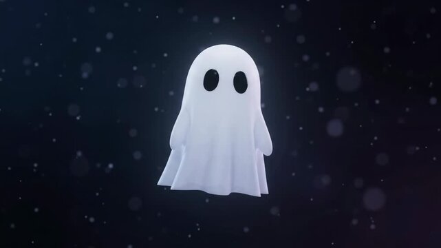 Cute little ghost animation on dark background