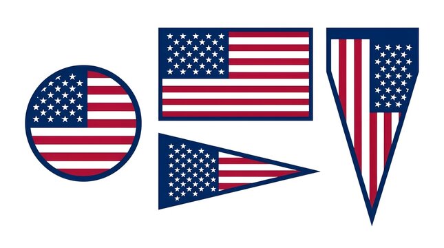 American flag variations in vector illustration with white background