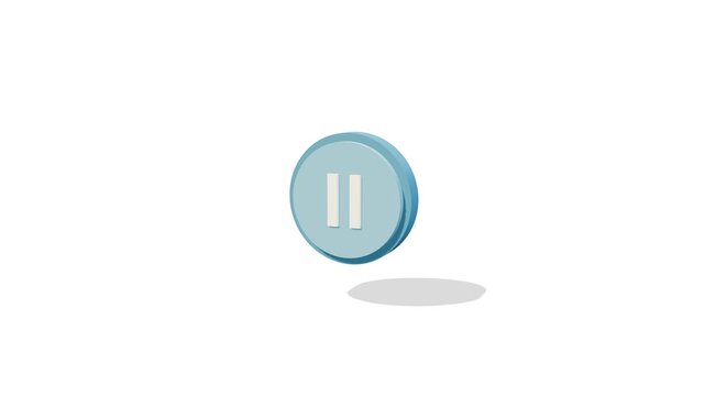A blue pause button icon isolated on a white background, simple graphic element