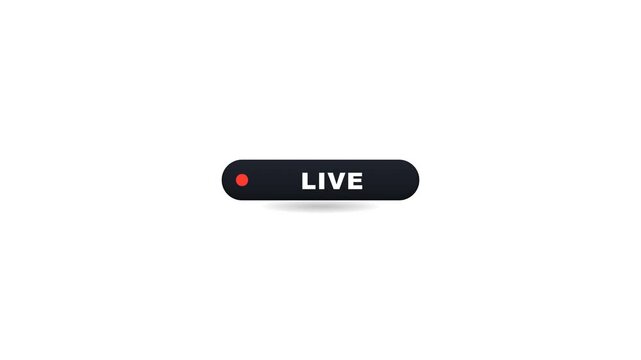 Live broadcast indicator with red dot and text on a white background.