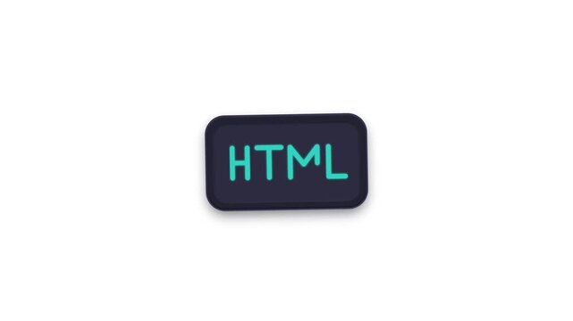 Simple digital design with HTML abbreviation on dark button, modern clean graphic