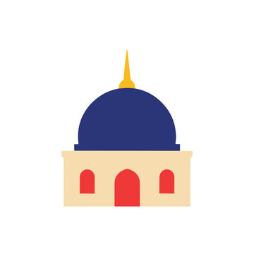 Flat illustration of a building with a blue dome