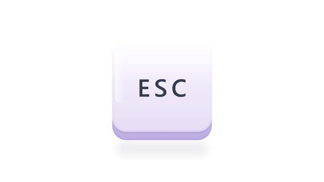 Single esc key button illustration on white background, digital art
