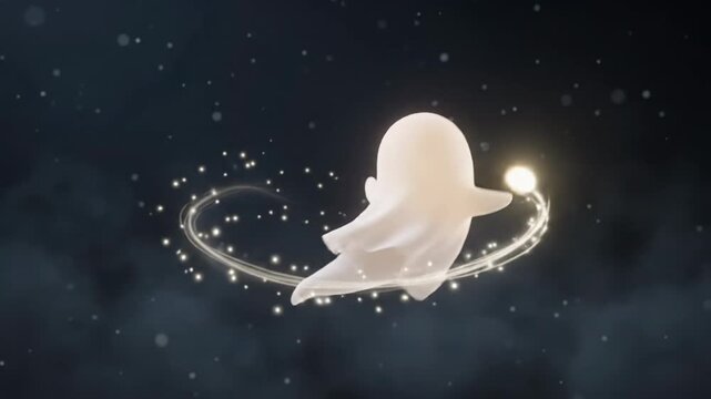 Cute little ghost animation on dark background