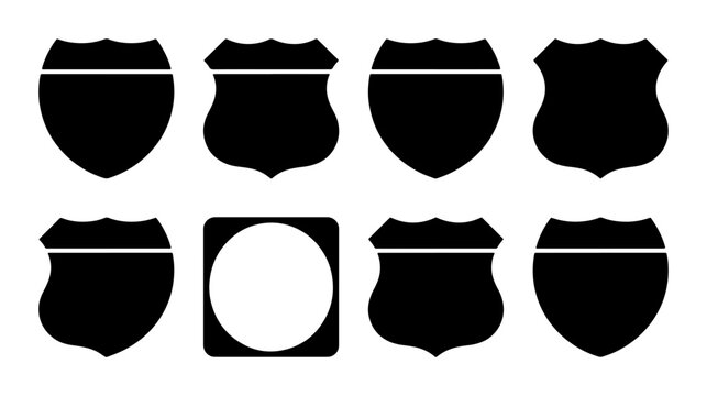Interstate route sign silhouettes set for road navigation and travel signage