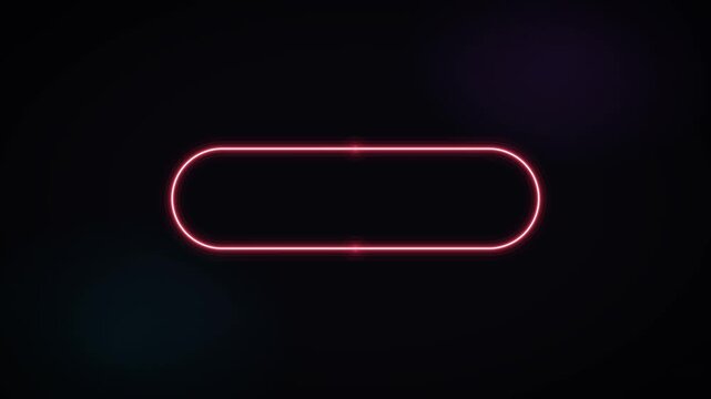 Red neon oval frame glows against a dark, atmospheric background