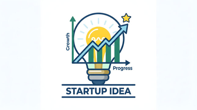 Bright Lightbulb Showing Startup Idea Growth Progress.