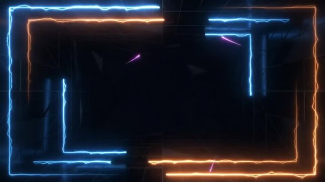 Abstract geometric background with glowing neon borders