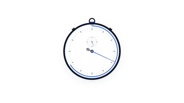 Close up of a modern stopwatch on a white background, ready for measurement