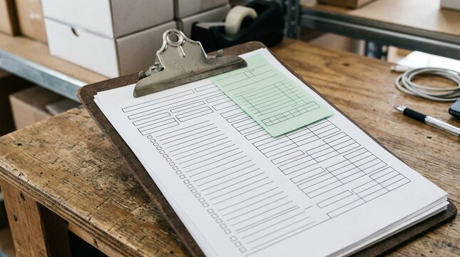 Just-in-time customs review request clipped to list, urgent shipment approval paperwork, logistics deadline concept