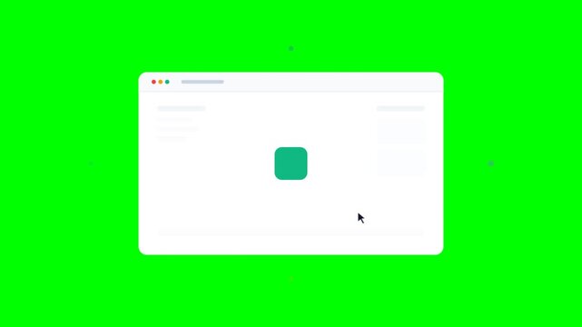 A minimalist computer interface displays a loading animation on a green screen background.