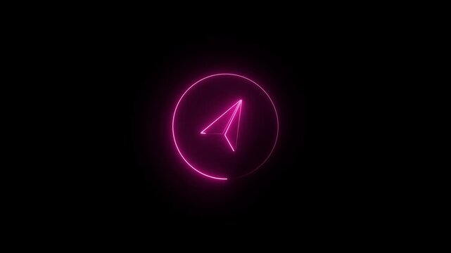 Glowing neon telegram icon animation on black background 4k motion graphic  video.