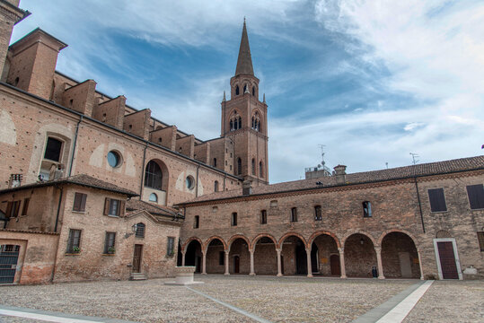 Piazza Alberti Cloister Courtyard and Basilica di Sant Andrea in Mantua