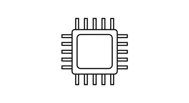 Computer Microchip Icon Isolated on Transparent Background