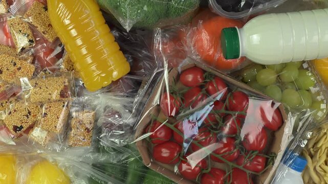 Plastic packaging. Food packed in plastic foil