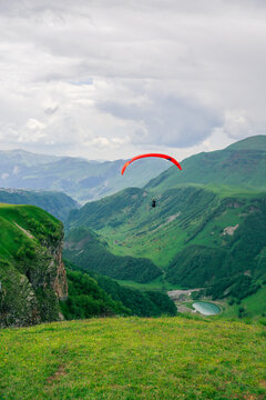 Red Paraglider in Georgia